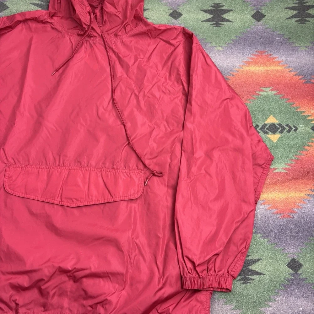 Vintage 90s Gap Jacket Mens Large Red Nylon Hooded Anorak Windbreaker